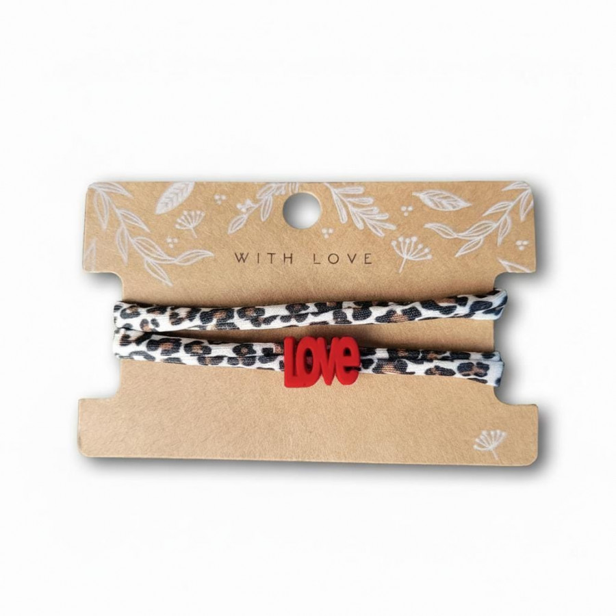 Elastisches Leo Armband mit dem LOVE Anhänger im Ibiza Style - in 7 Farben erhältlich