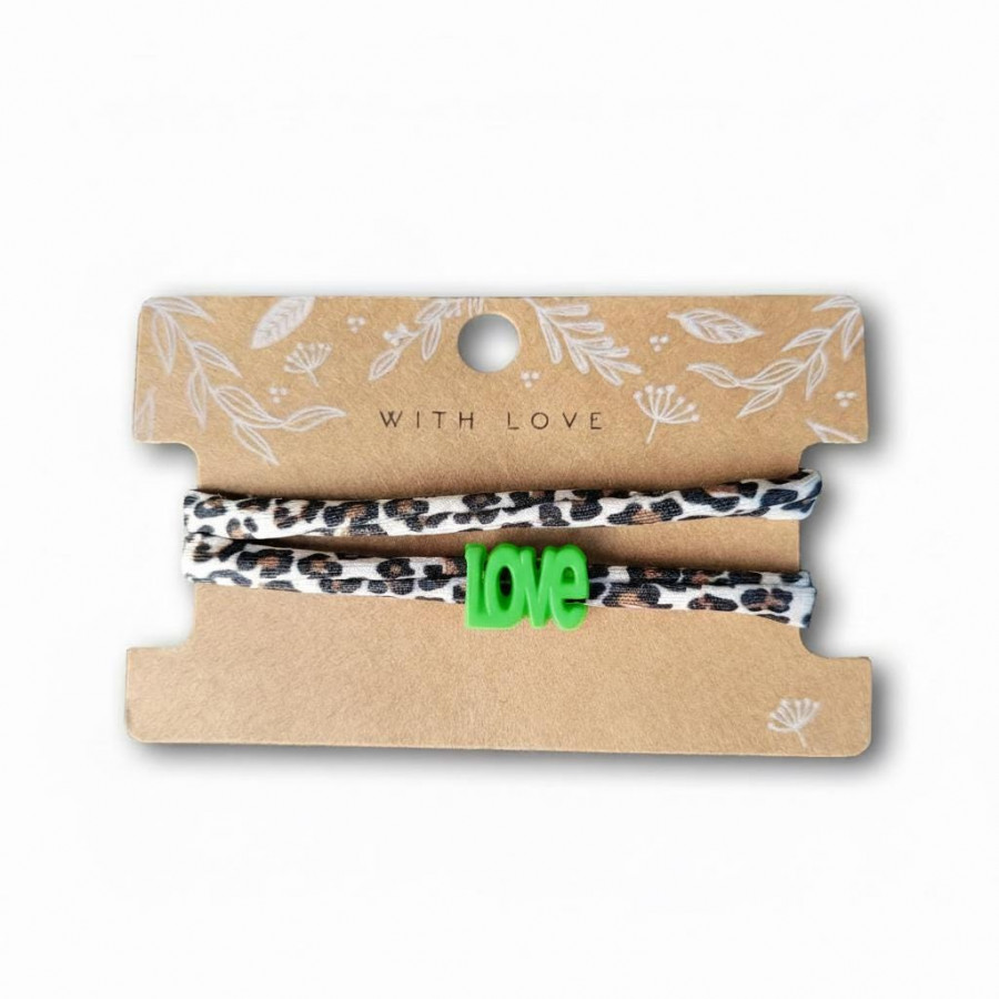 Elastisches Leo Armband mit dem LOVE Anhänger im Ibiza Style - in 7 Farben erhältlich