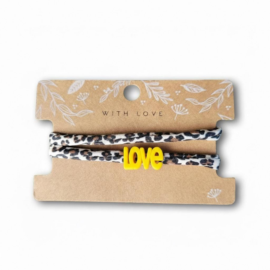Elastisches Leo Armband mit dem LOVE Anhänger im Ibiza Style - in 7 Farben erhältlich