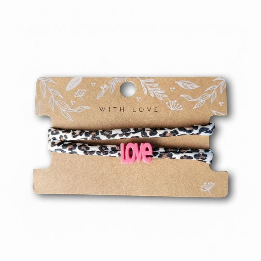 Elastisches Leo Armband mit dem LOVE Anhänger im Ibiza Style - in 7 Farben erhältlich