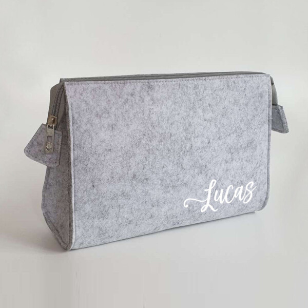 Personalisierte Kosmetiktasche aus Filz 28x19x8 cm | Kulturtasche | Schminktasche | Wickeltasche | Namen – Bild 1