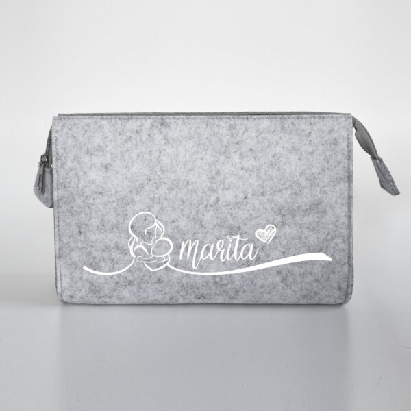 Personalisierte Kulturtasche aus Filz 28x19x8 cm | Kosmetiktasche mit Namen | Schminktasche | Geschenk | Beauty Bag | Wickeltasche – Bild 1