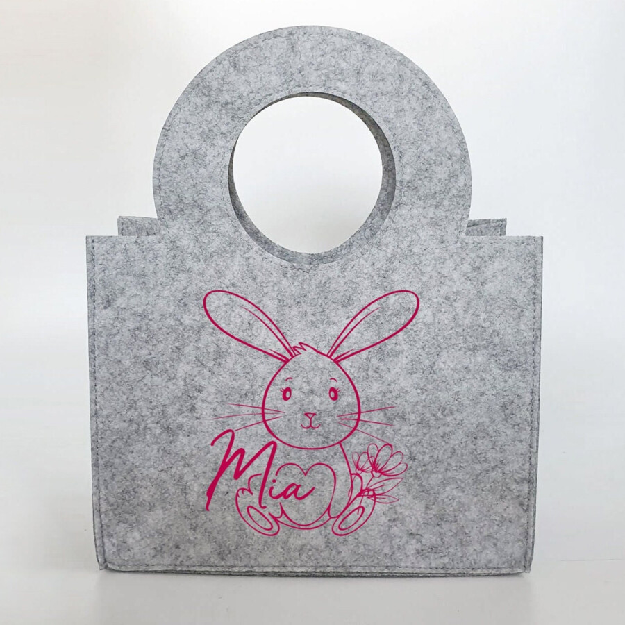 Personalisierte süße Ostertasche aus Filz 27 x 13 x 21 cm | Tasche mit Namen | Oster-Tasche | Osterkorb | Geschenk | Ostern