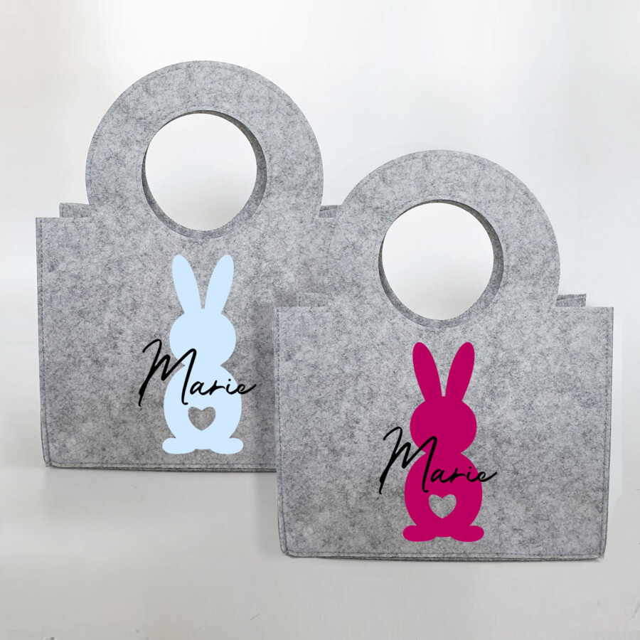 Personalisiertes Osterkörbchen aus Filz 27 x 13 x 21 cm | Tasche mit Namen | Ostertasche | Osterkorb | Geschenk | Ostern