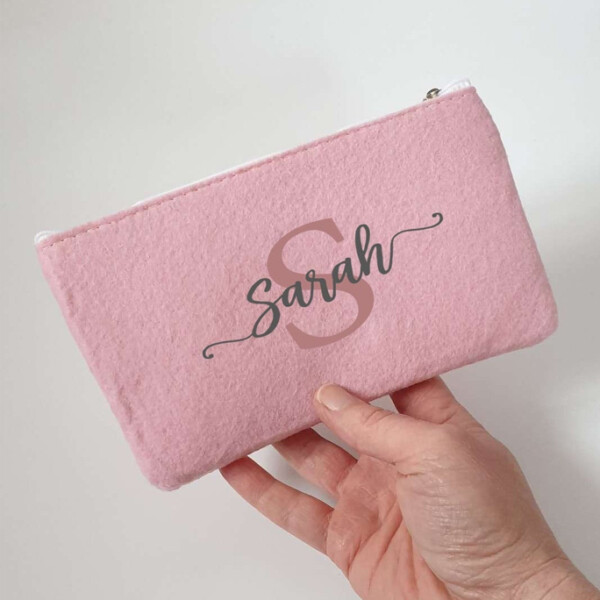 Kleine Kosmetiktasche aus Filz 18x10 cm | Personalisiert | Schminktasche mit Namen | Kulturtasche | Filz-Mäppchen | Geschenk | Beauty Bag – Bild 1
