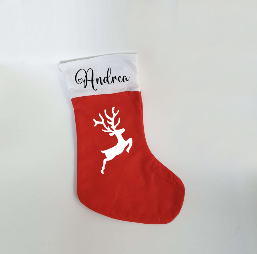 Weihnachtssocke mit Namen | Nikolaussocke | Nikolausstrumpf | Rentier | Hirsch | Weihnachten | Nikolaus | Personalisiert