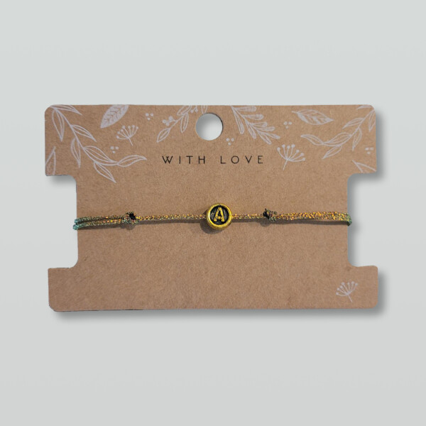 Geflochtenes Macramé Armband mit deinem Wunschbuchstaben. Orange grün metallic - Personalisiert - in mehreren Farben erhältlich