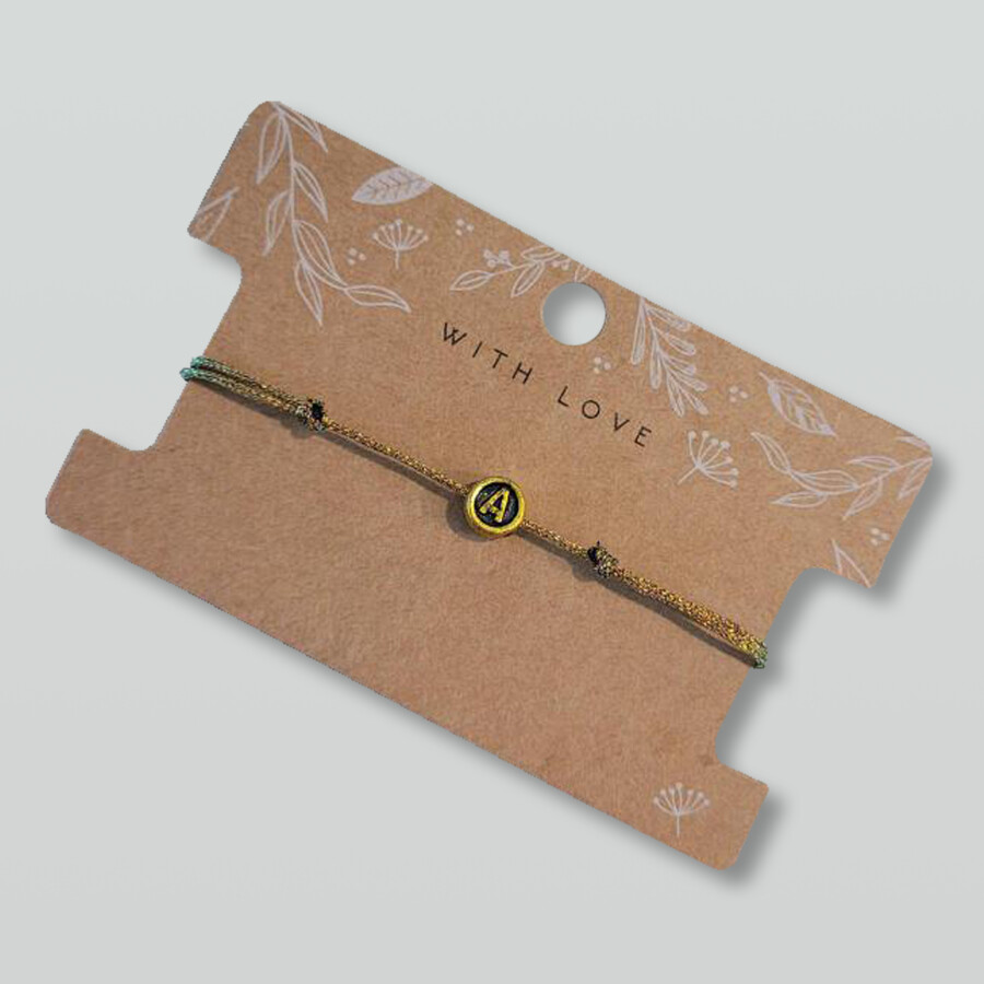 Geflochtenes Macramé Armband mit deinem Wunschbuchstaben. Orange grün metallic - Personalisiert - in mehreren Farben erhältlich